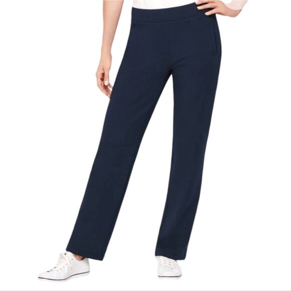 TALBOTS Navy Blue Pull On Stretch Comfy‎ Straight Leg Pants pLUS sIZE 2X New! - Picture 1 of 11